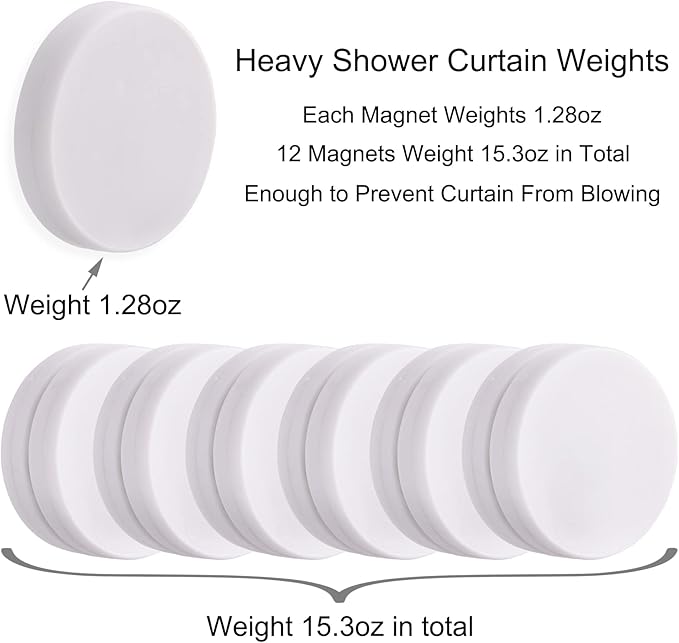 Magnetic Shower Curtain Weights, Rubber Covered Heavy Duty Weights, Prevent Curtain Liner from Blowing Around, Work for Drapery, Tablecloth, Flag, Outdoor Curtain 4 Pairs(Pack of 8)