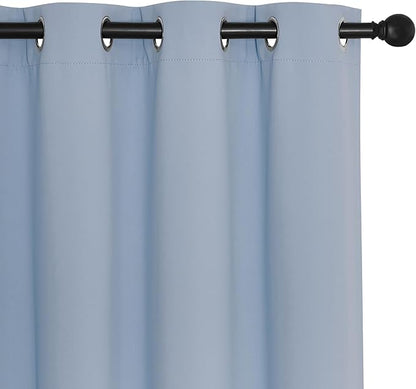 NICETOWN Blackout Patio Curtains 100 x 95 Inches Long for Sliding Door Extral Wide Blackout Curtain Panels Thermal Insulated Room Divider - Grommet Top, 100" W x 95" L, 1 Panel, Vintage Blue
