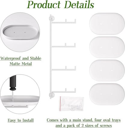 Window Rotating Plant Stand Shelf Indoor White Metal Floating Shelves 4-Tier Wall Mount Plant hanger Holders for Wall Planter Modern Home Decor window sill gifts