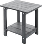 Double Adirondack Outdoor Side Table Weather Resistant, Outdoor Rectangular Patio End Table for Adirondack Chair, Grey