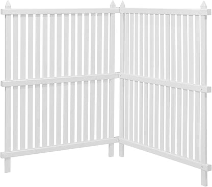VEVOR 2 Panels Outdoor Privacy Screen, 36 x 45 in Air Conditioner Fence with 19.7 in Ground Stakes, Pool Equipment Enclosure, Strip Vinyl Privacy Fence, Ideal for Trash Can and A/C Units, White