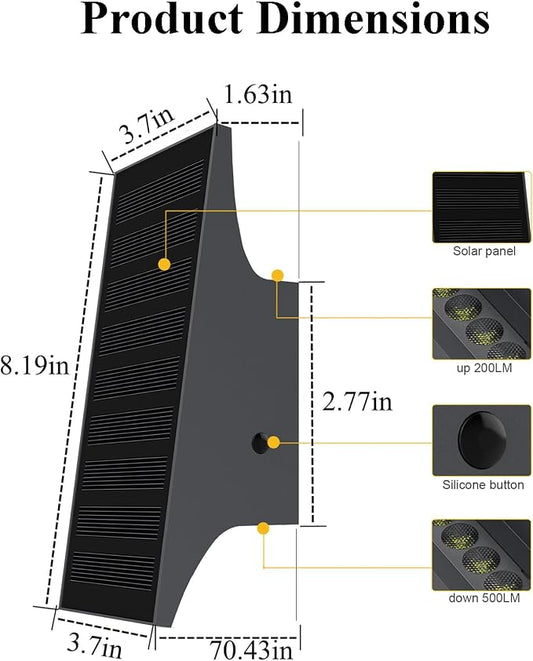 Wall Lights, Solar Up and Down Glow, 3000K, 700 Lumens