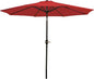 Sunnydaze Outdoor Patio Umbrella - Polyester Table Market Umbrella with Push-Button Tilt and Crank - 8 Sturdy Ribs - Red - 9ft