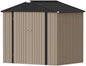 Devoko Outdoor Storage Shed 8 x 6 FT Lockable Metal Garden Shed Steel Anti-Corrosion Storage House with Single Lockable Door for Backyard Outdoor Patio (Brown)