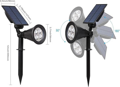 T-SUN Green Solar Spotlights, IP65 Waterproof Outdoor 4 LED Solar Garden Lights, Auto ON/Off Adjustable Wall Lights, 180°Angle Adjustable for Tree,Patio,Yard,Driveway,Stairs,Pool Area (Green-4 Pack)