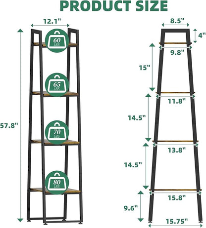 Simple Trending Tall Plant Stand Indoor with Grow Lights, 4 Tier Metal Plant Shelf for Multiple Flower Planter, Heavy Duty Ladder Plant Display Holder for Home Patio, Black