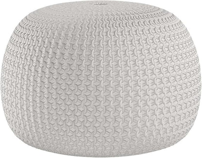 FRELISH DECOR Round Pouf Ottoman Hand Knitted 100% Cotton Pouf Foot Stool - Knitted Bean Bag - Floor Chair for Living Room Bedroom - Foot Rest for Couch (20 Diameter x 14 Height) - Natural