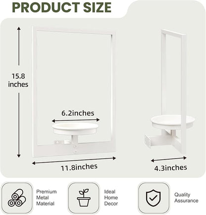 Hanging Planters for Indoor Plants White, Wall Plant Holder Stand to Hold Large Pots - Premium Metal Wall Planters for Indoor Outdoor Decor