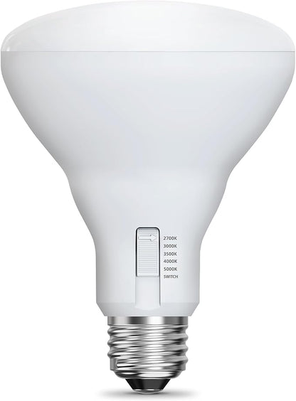 Feit Electric BR30 LED Light Bulb, 100W Equivalent, Dimmable, 1400 Lumens, 5-Color Adjustable White, 90+ CRI, General Purpose Flood & Track Lighting, 25,000-Hour Lifetime, BR30100DM/6WYCA/2, 2 Pack