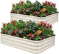1MORE Raised Garden Bed -5X3X1 Galvanized Planter Box for Outdoor Gardening,4 in 1 Modular Raised Bed Kit with Protective Tape, Gloves for Herb，Ideal for Vegetables and Plants.White-2Pcak