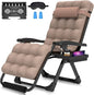 Suteck Oversized Zero Gravity Chair,29In XL Lounge Chair w/Removable Cushion&Headrest, Reclining Camping Chair w/Upgraded Lock and Footrest, Reclining Patio Chairs Recliner for Indoor Outdoor