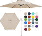 JEAREY 7.5FT Patio Umbrella Outdoor Market Umbrella with 6 Sturdy Ribs, Push Button Tilt/Crank Table Umbrella for Garden, Deck, Backyard and Pool, Beige