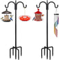 FEED GARDEN Adjustable Double Shepherds Hook for Outdoor with 5 Prong Base 92 Inch Heavy Duty Two Sided Bird Feeder Pole for Hanging Plant Baskets, Solar Light Lanterns, Wind Chimes 2 Pack