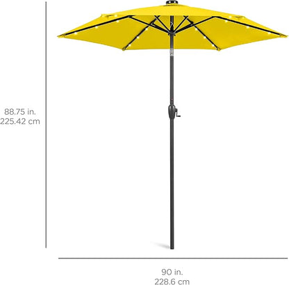 Best Choice Products 7.5ft Outdoor Solar Market Table Patio Umbrella for Deck, Pool w/Tilt, Crank, LED Lights - Yellow