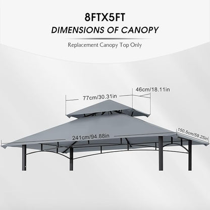 MASTERCANOPY Grill Gazebo Replacement Canopy Top for Model L-GG001PST-F (Gray)