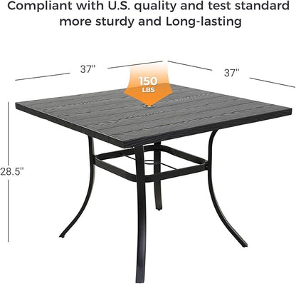 Grand patio 5-Piece Outdoor Dining Set, 4 Leather-Look Wicker Swivel Patio Chairs & 1 Square Dining Table, Black