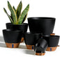 7/6.5/6/5.5/5 Inch Self Watering Pots, Plastic Flower Pots with Multi Mesh Drainage Holes and Deep Reservoir for Indoor Outdoor Garden Plants and Flowers (Black, 5/5.5/6/6.5/7/8)