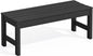 SERWALL 47 Inches Outdoor Bench, All Weather HDPE Backless Bench with Wood Grain Texture for Garden Porch and Park, Curved Bench Seat for Comfort, Black
