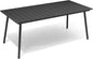 70" Patio Outdoor Dining Table for 6, Weather-Resistant Aluminum Frame with Wood-Grain Top & Umbrella Hole for Deck Gatherings, Black