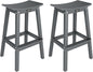 VINGLI 29" Outdoor Bar Stools Set of 2, HDPE Poly Lumber Bar Chairs with Footrest, Weather Resistant Patio Barstools for Bar, Kitchen Counter, Yard (Gray, 29 Inch 2 PC)