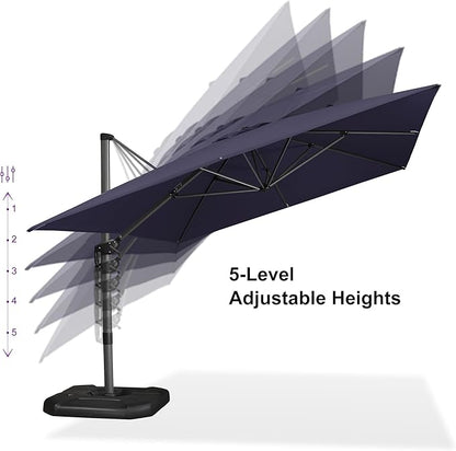 PURPLE LEAF 10'×13' Patio Umbrella with Base Included and Cover Outdoor Umbrella with Cover Extra Large Heavy Duty Cantilever Umbrella Navy Blue