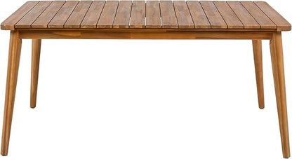 Christopher Knight Home Peggy 63" Farmhouse Patio Acacia Wood Dining Table, Indoor and Outdoor Dining Room Table for 6 Persons, Rectangular Dining Table for Backyard/Garden, Teak Brown