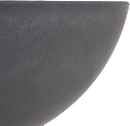 PSW Pot Collection M25DC 10-inch Plastic/Stone/Wood Composite Low Bowl Planter – No Drainage Hole (Drillable), Shallow Indoor/Outer Pot for Succulents, Bonsai, Fairy Gardens, Herbs, Dark Charcoal