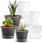 15 Pack 8/7/6 Inch Clear Nursery Pots with Saucer, Transparent Plastic Plant Pot with Drainage Hole, Sturdy Planting Starter Pots for Gardening Flower Herb Vegetable