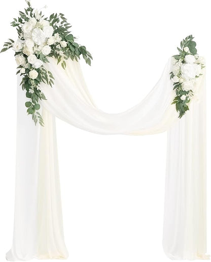 Artificial Flowers Wedding Arch Kit, 4 Piece Set, White and Sage Green