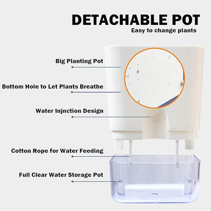 Planterhoma Self Watering Plant Pots for Indoor Plants 7 inch, 8 Packs Rectangular Self-Watering Planters with Drainage Hole, White African Violet Pots for Devil's Ivy, Spider Plant, Orchid, Herb