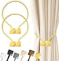 Hion Magnetic Curtain Tiebacks Golden 2pcs, Curtain Tiebacks Buckles Holdbacks Holders Hooks Clip for Home Bedroom Office Decorative Curtain