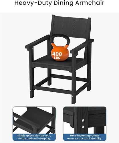 9-Piece Outdoor Dining Set, HDPE Weatherproof Patio Table and Chairs Set for 8, Outdoor Patio Furniture Sets with Umbrella Hole for Outside, Deck, Backyard, Garden (Black)