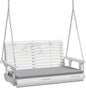 VINGLI Outdoor 4 FT Porch Swing, Heavy Duty 880 LBS Wooden Patio Swings with Cushions, Farmhouse Style Hanging Bench with Adjustable Chains for Yard | Garden | Lawn | Balcony, White