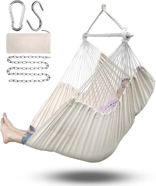 ADVOKAIR Hammock Chair Large 70.9"x47.2", 32% Bigger XXL Hanging Swing Chair with 500lbs Capacity, Heavy Duty Steel Spreader Bar, Extra Roomy Comfort for Adult Indoor Outdoor Bedroom Patio