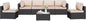 Shintenchi 7 Pieces Outdoor Patio Sectional Sofa Couch, Wicker Furniture Conversation Sets with Washable Cushions & Glass Coffee Table for Garden, Poolside, Backyard (Khaki)