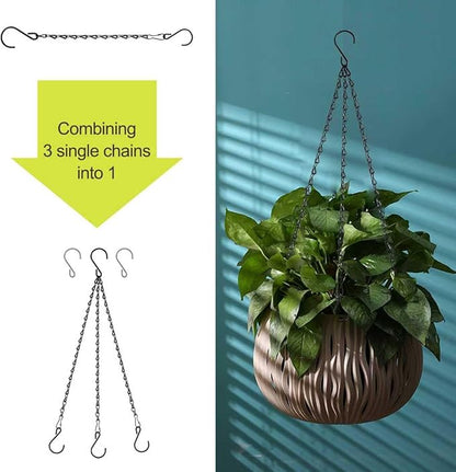 RIFNY 20 Inch Chain for Hanging Plants, Black Small Plant Chains for Hanging Baskets Kits with Hooks for Bird Feeders Planters Billboards Lanterns Wind Chimes Ornaments Outdoor Indoor Use (10 PCS)
