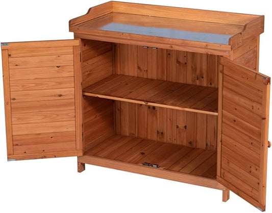 Outdoor Garden Patio Wooden Storage Cabinet Furniture Waterproof Tool
