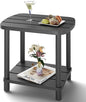 Outdoor Side Table, Adirondack Outdoor Patio Table, Bamboo Small Patio End Tables for Pool, Porch, Backyard, Bathroom and Indoor. Easy Maintenance & Weather Resistant (Grey, Standard)