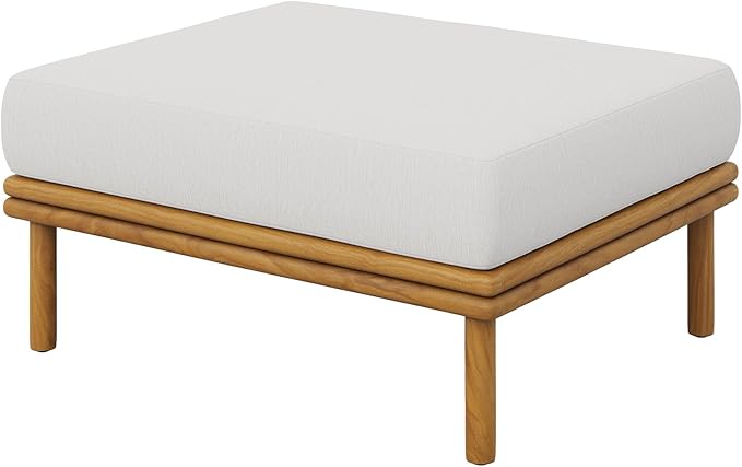 Modway Wren Teak Wood Outdoor Ottoman in Natural Sail