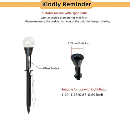 Replacement Stakes for Bulbs Solar Lawn lights, 10Pack ABS Reinforced Ground Spikes(Fit for Bulb Outside Diameter 0.68Inch), Solar String Light Stakes for Outdoor Pathway Christmas Halloween