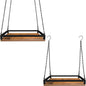 Plant Hanger Indoor, 2 Pack 16" Wooden Hanging Plant Holder with Metal Frame Large Hanging Planter for Indoor Plants Load 50LB Hanging Plant Shelf with 27.6" Long Chain, Ideal for Heavier Pots