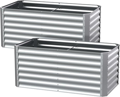 4X2X2ft (2 Pack) Galvanized Raised Garden Bed,Outdoor Planter Box Metal Patio Kit Planting Bed for Vegetables Flowers Herb