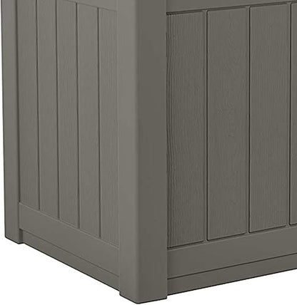 Suncast Outdoor Storage Box - 22 Gallon Stone Gray Resin Outdoor Deck Box with Seat, Weatherproof Patio Storage Bin Container for Keeping Cushions, Tools, & Towels for Pool, Yard, & Garden