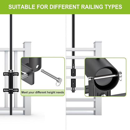 Heavy Duty Deck Railing Umbrella Holder, Adjustable Patio Umbrella Stand for 1-2 Inch Poles, Secure & Sturdy Railing Grille Mount, Maximizes Outdoor Space