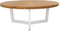 SAFAVIEH Outdoor Collection Leo Natural/White 3-Leg Round Coffee Table, Ideal for Deck, Patio, Backyard, Sunroom