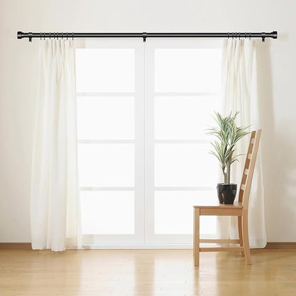 2 Pack Curtain Rods for Windows 28 to 48, 1 Inch Adjustable Black Heavy Duty Window Curtain Rod for Bedroom Living Room, Modern Drapery Rods with End Caps, Size 32"-60"
