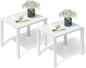 Crestlive Products Outdoor Side Table Set of 2, Aluminum Rectangular Side/End Table, Small Patio Coffee Bistro Table for Outdoor Indoor (White)