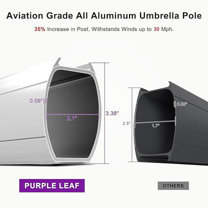 PURPLE LEAF 9' X 11' Patio Umbrella Outdoor Rectangle Umbrella Large Cantilever Umbrella Windproof Offset Heavy Duty Sun for Garden Deck Pool Patio, Turquoise Blue