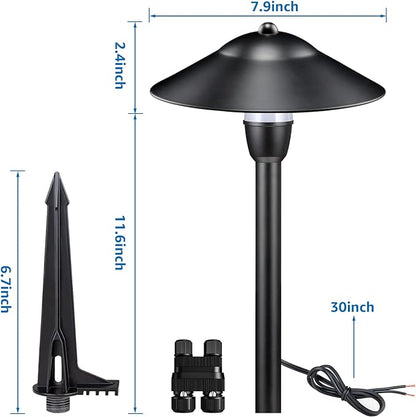 SUNVIE LED Low Voltage Landscape Lights 3W Cast-Aluminum Pathway Lights Low Voltage 12-24V Waterproof Landscape Path Lights 3000K Landscape Lighting for Yard Garden Walkway ETL Listed Cord, 12 Pack
