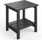 GarveeLife Adirondack Outdoor Side Table 18 x 15 in, HDPE 2-Tier Patio Side Tables for Outside, All-Weather End Table for Patio Pool Deck Indoor Backyard, Black